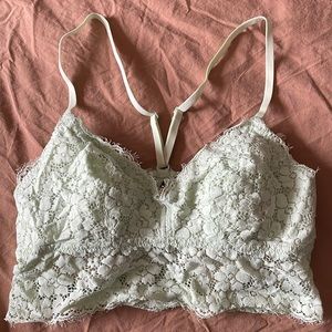 Mint green floral lace bralette
